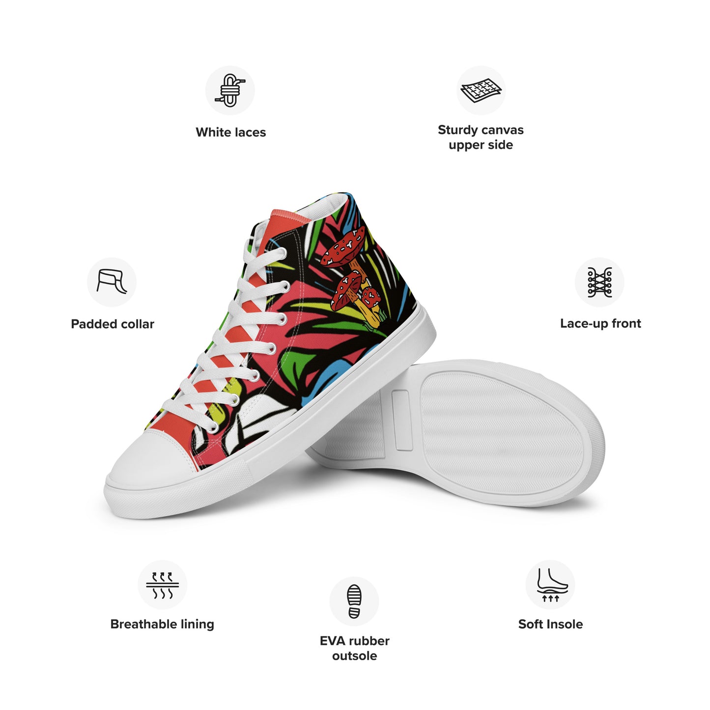 Groovy Mushroom Men’s high top canvas shoes