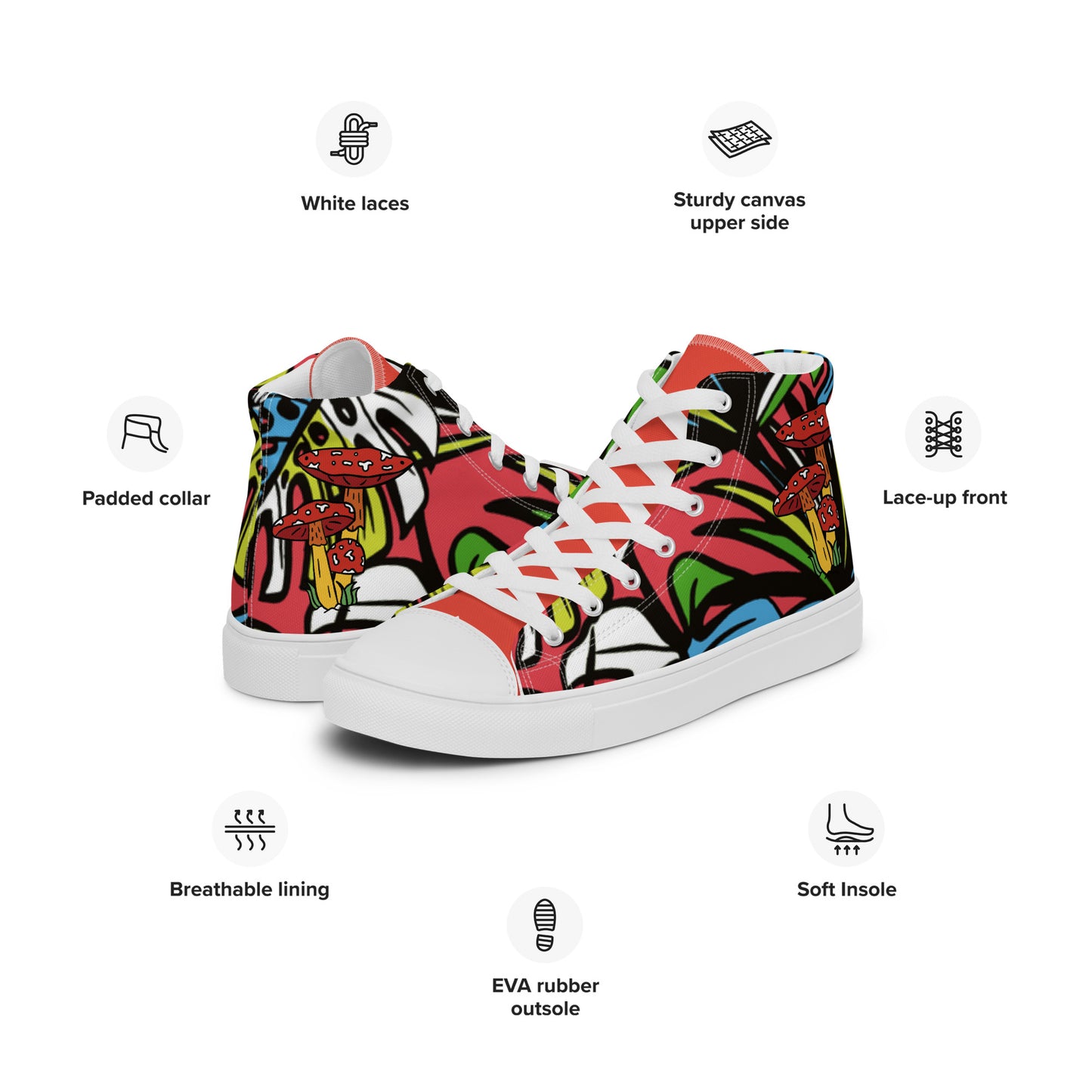 Groovy Mushroom Men’s high top canvas shoes
