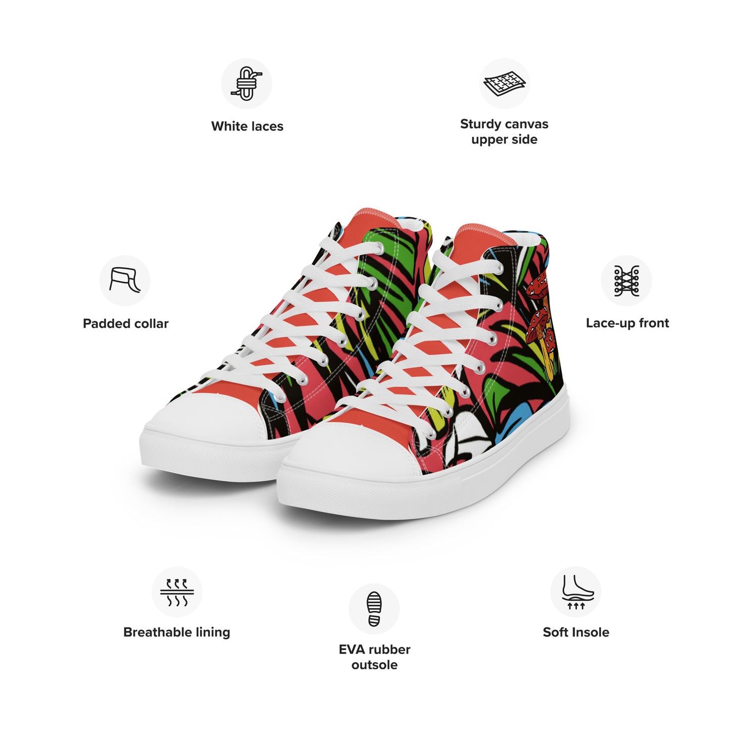 Groovy Mushroom Men’s high top canvas shoes