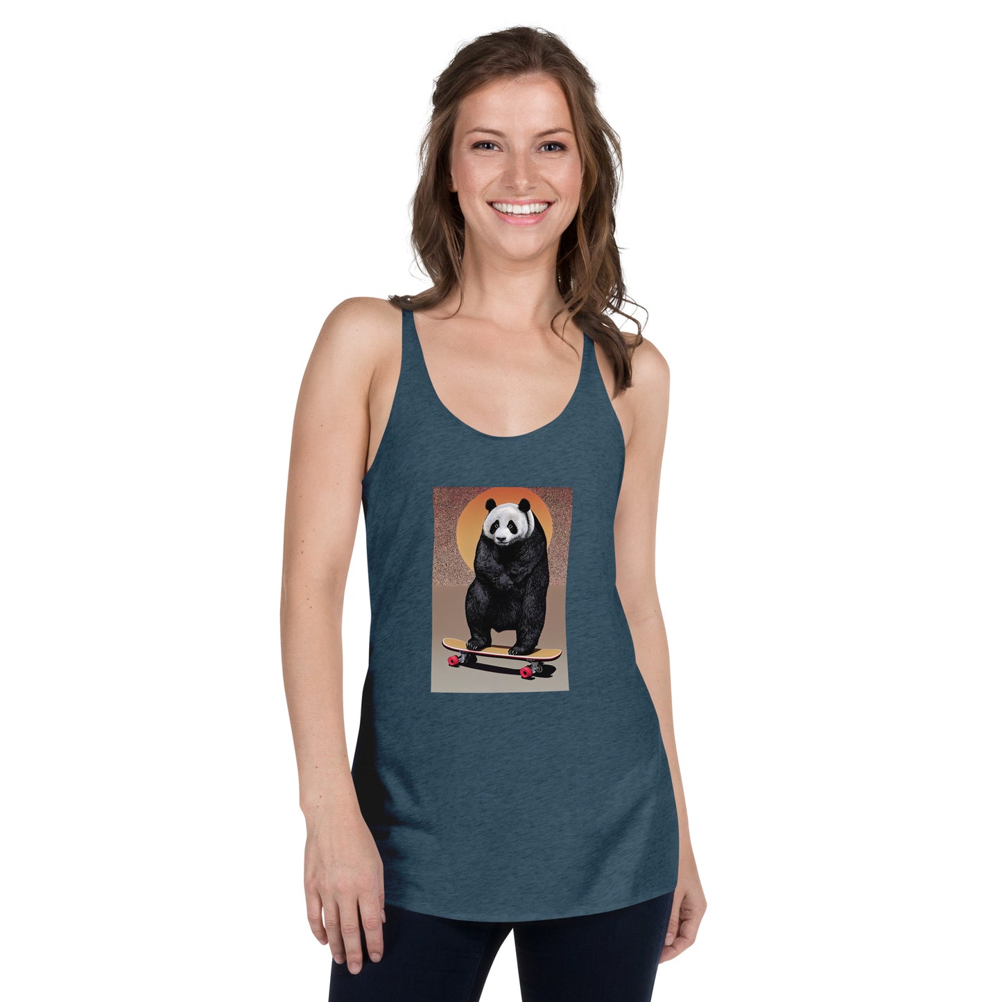 Skateboarding Panda Women's Racerback Tank
