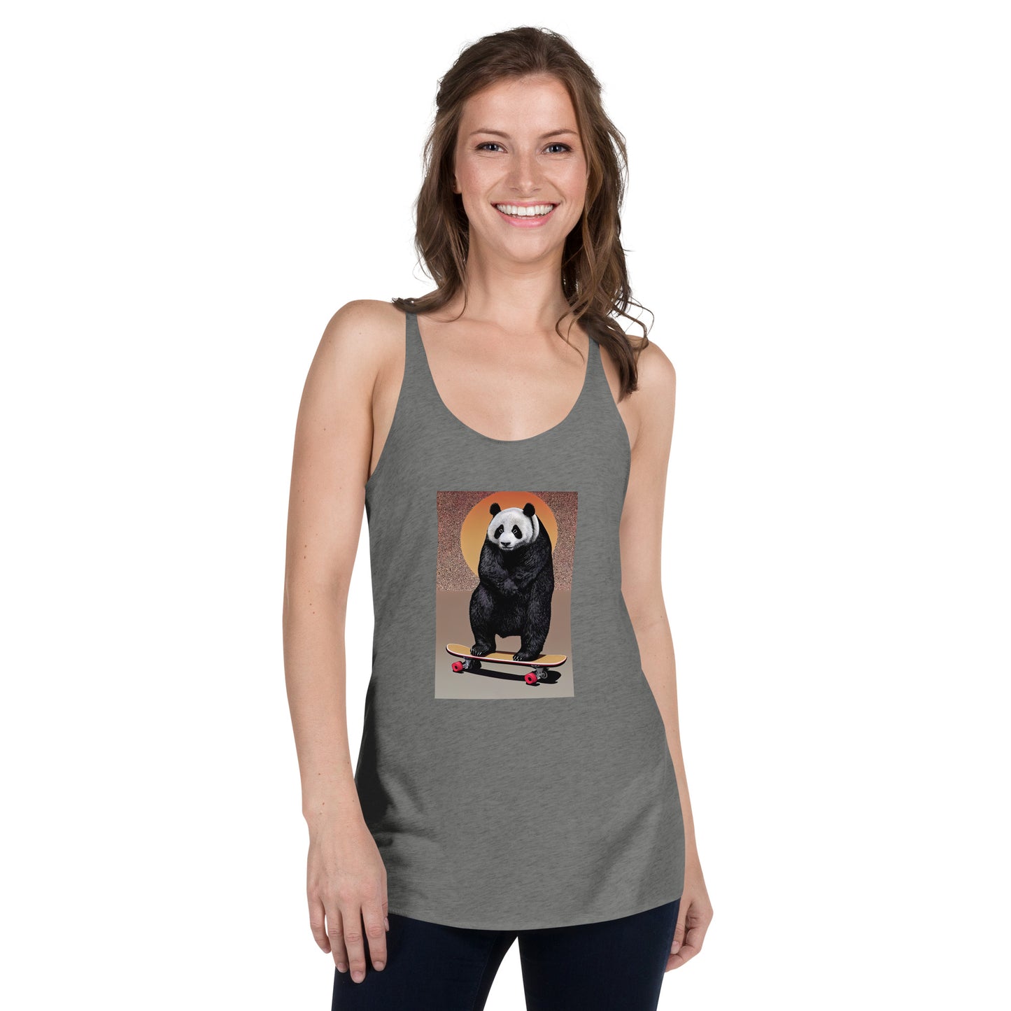 Skateboarding Panda Women's Racerback Tank