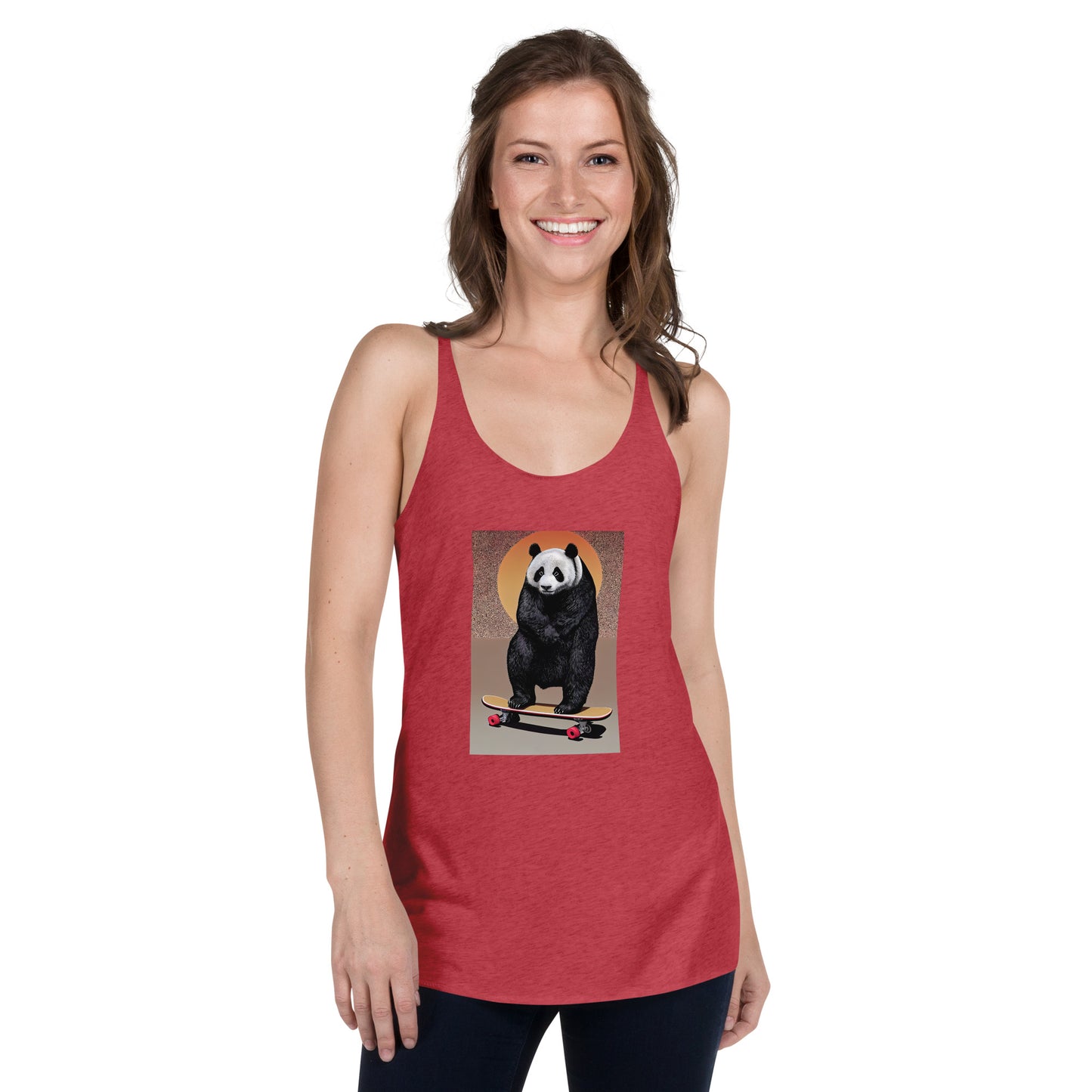 Skateboarding Panda Women's Racerback Tank