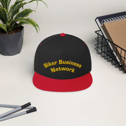 Biker Business Network Embroidered Flat Bill Cap